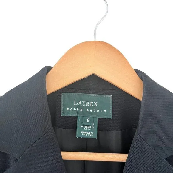 Ralph Lauren LRL Women's Black 100% Wool Blazer Size 6 Lined - Picture 5 of 15